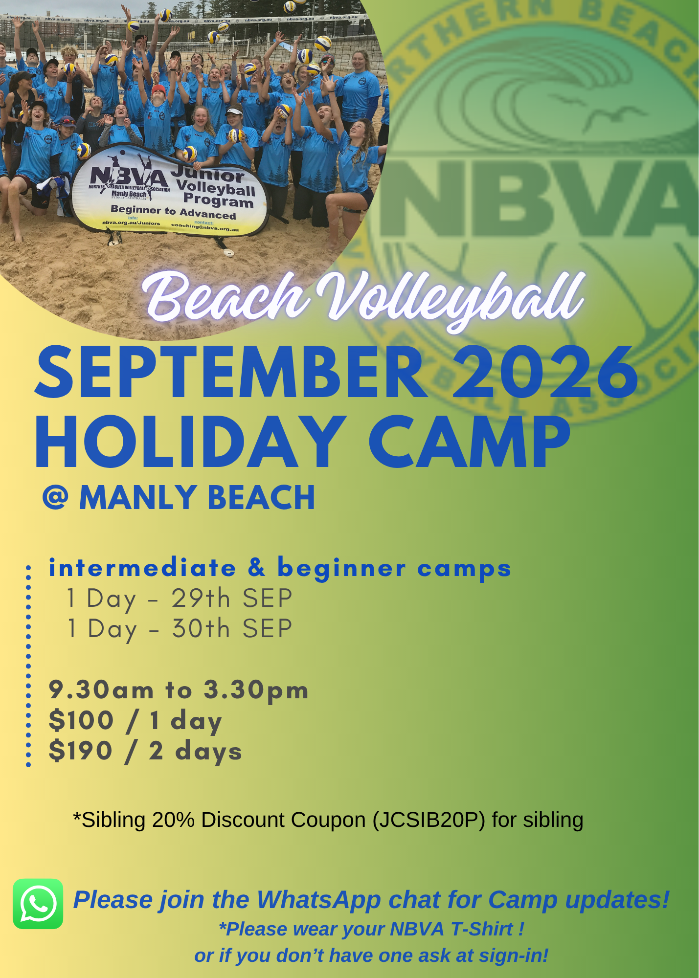 NBVA Junior Beach Camp – Sep 29 & 30th